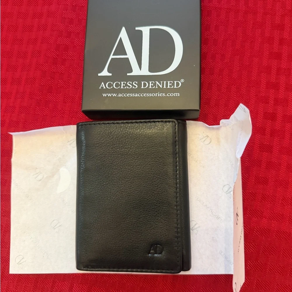 Access Denied Black Leather Trifold Wallet